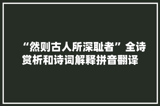 “然则古人所深耻者”全诗赏析和诗词解释拼音翻译