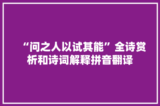 “问之人以试其能”全诗赏析和诗词解释拼音翻译