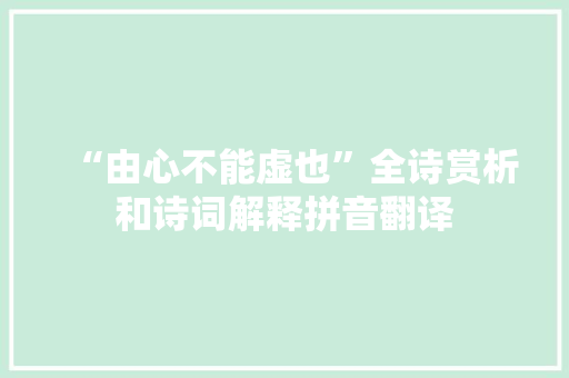 “由心不能虚也”全诗赏析和诗词解释拼音翻译