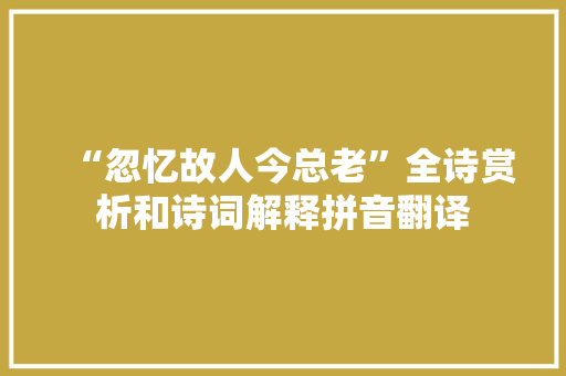 “忽忆故人今总老”全诗赏析和诗词解释拼音翻译