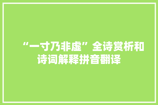 “一寸乃非虚”全诗赏析和诗词解释拼音翻译