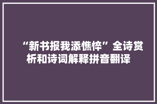 “新书报我添憔悴”全诗赏析和诗词解释拼音翻译