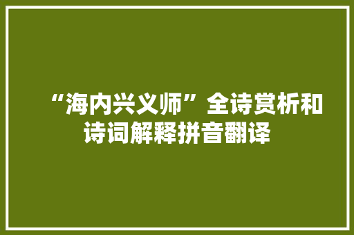 “海内兴义师”全诗赏析和诗词解释拼音翻译