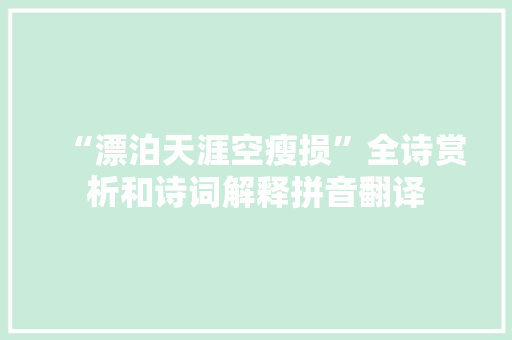 “漂泊天涯空瘦损”全诗赏析和诗词解释拼音翻译