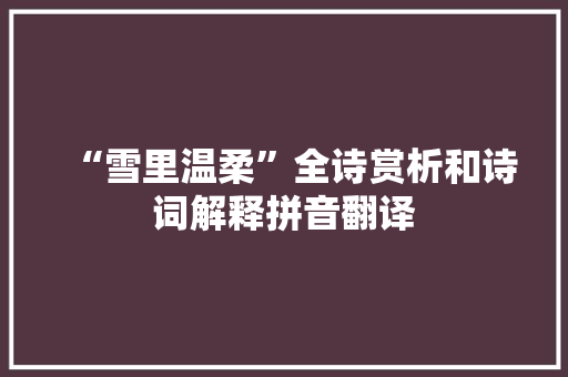 “雪里温柔”全诗赏析和诗词解释拼音翻译