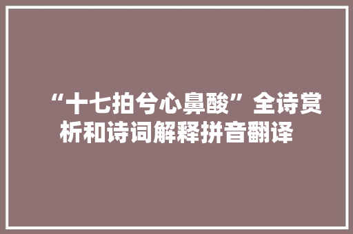 “十七拍兮心鼻酸”全诗赏析和诗词解释拼音翻译