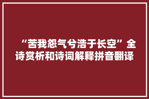 “苦我怨气兮浩于长空”全诗赏析和诗词解释拼音翻译
