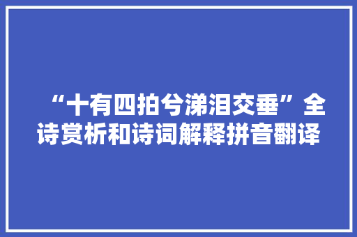 “十有四拍兮涕泪交垂”全诗赏析和诗词解释拼音翻译
