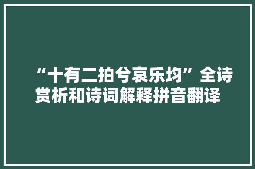 “十有二拍兮哀乐均”全诗赏析和诗词解释拼音翻译