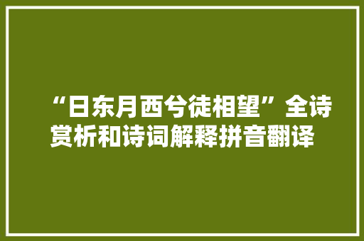 “日东月西兮徒相望”全诗赏析和诗词解释拼音翻译