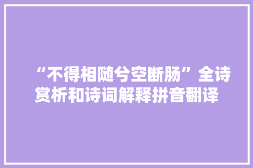“不得相随兮空断肠”全诗赏析和诗词解释拼音翻译