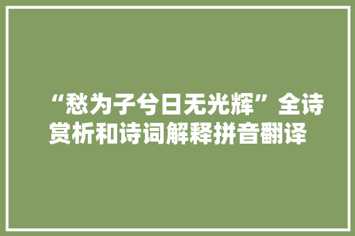 “愁为子兮日无光辉”全诗赏析和诗词解释拼音翻译