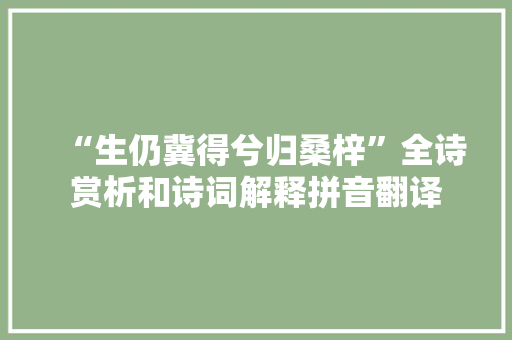 “生仍冀得兮归桑梓”全诗赏析和诗词解释拼音翻译