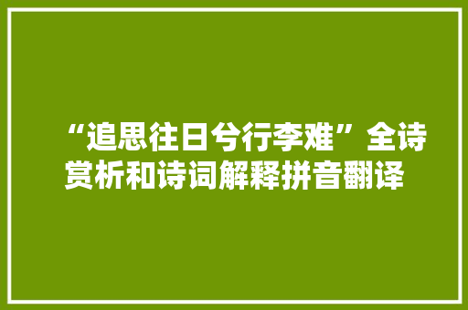 “追思往日兮行李难”全诗赏析和诗词解释拼音翻译