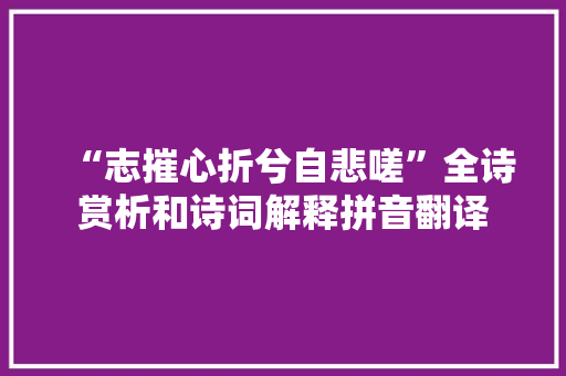 “志摧心折兮自悲嗟”全诗赏析和诗词解释拼音翻译