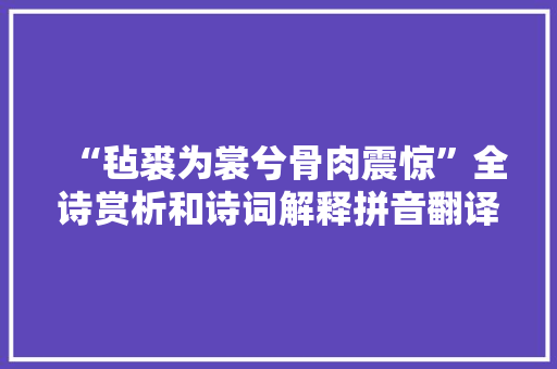“毡裘为裳兮骨肉震惊”全诗赏析和诗词解释拼音翻译