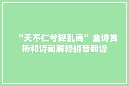 “天不仁兮降乱离”全诗赏析和诗词解释拼音翻译
