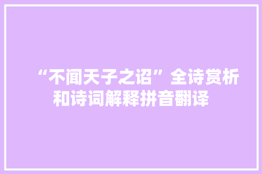 “不闻天子之诏”全诗赏析和诗词解释拼音翻译