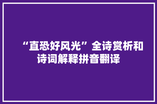 “直恐好风光”全诗赏析和诗词解释拼音翻译