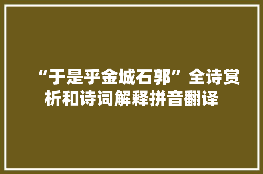 “于是乎金城石郭”全诗赏析和诗词解释拼音翻译