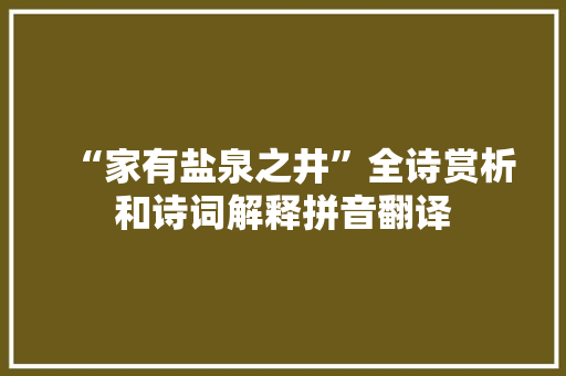 “家有盐泉之井”全诗赏析和诗词解释拼音翻译