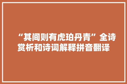 “其间则有虎珀丹青”全诗赏析和诗词解释拼音翻译