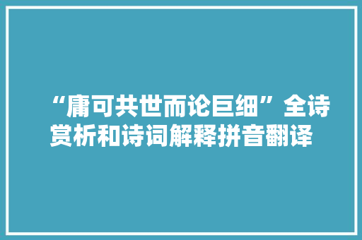 “庸可共世而论巨细”全诗赏析和诗词解释拼音翻译