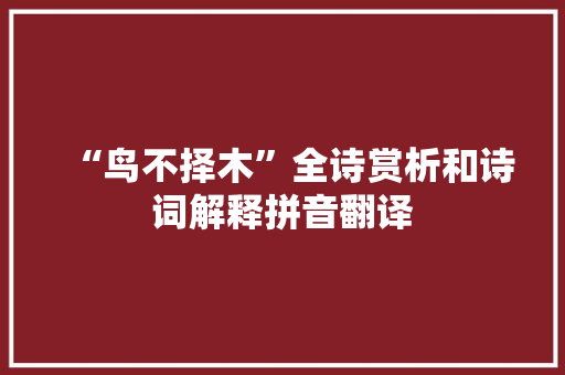 “鸟不择木”全诗赏析和诗词解释拼音翻译