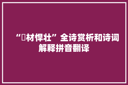 “趫材悍壮”全诗赏析和诗词解释拼音翻译