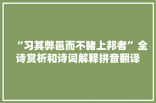 “习其弊邑而不睹上邦者”全诗赏析和诗词解释拼音翻译