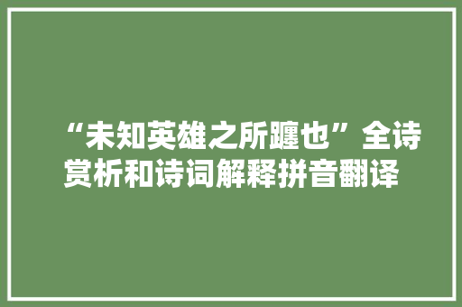 “未知英雄之所躔也”全诗赏析和诗词解释拼音翻译