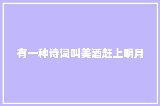 有一种诗词叫美酒赶上明月