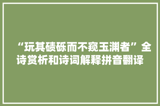 “玩其碛砾而不窥玉渊者”全诗赏析和诗词解释拼音翻译