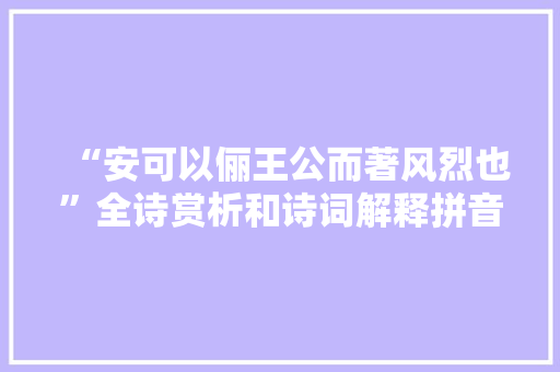 “安可以俪王公而著风烈也”全诗赏析和诗词解释拼音翻译