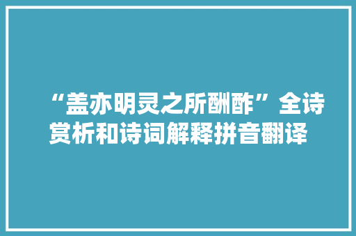 “盖亦明灵之所酬酢”全诗赏析和诗词解释拼音翻译
