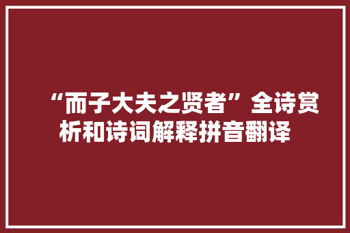 “而子大夫之贤者”全诗赏析和诗词解释拼音翻译