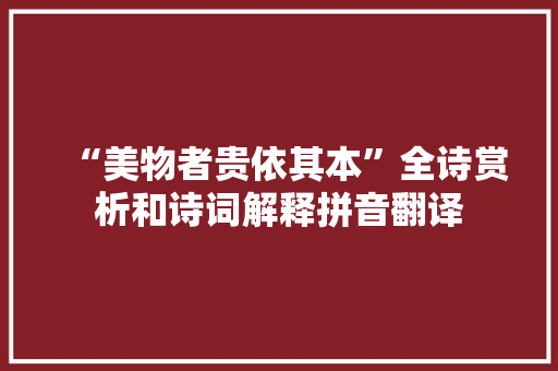 “美物者贵依其本”全诗赏析和诗词解释拼音翻译