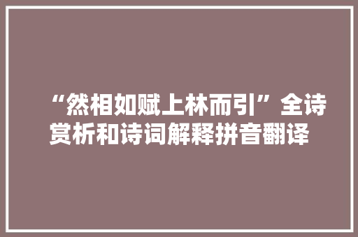 “然相如赋上林而引”全诗赏析和诗词解释拼音翻译