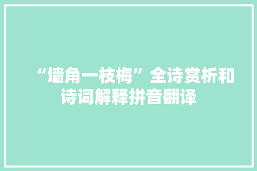 “墙角一枝梅”全诗赏析和诗词解释拼音翻译