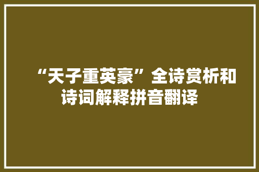 “天子重英豪”全诗赏析和诗词解释拼音翻译