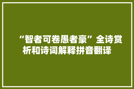 “智者可卷愚者豪”全诗赏析和诗词解释拼音翻译
