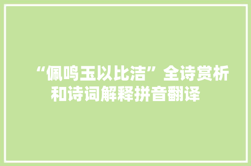 “佩鸣玉以比洁”全诗赏析和诗词解释拼音翻译