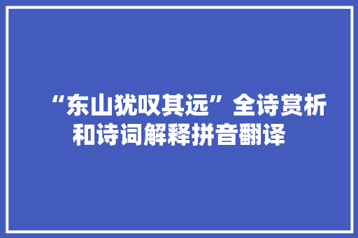 “东山犹叹其远”全诗赏析和诗词解释拼音翻译