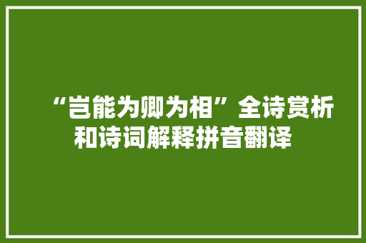 “岂能为卿为相”全诗赏析和诗词解释拼音翻译