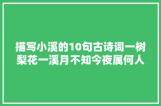 描写小溪的10句古诗词一树梨花一溪月不知今夜属何人