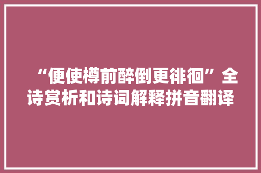 “便使樽前醉倒更徘徊”全诗赏析和诗词解释拼音翻译