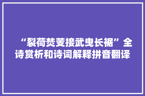“裂荷焚芰接武曳长裾”全诗赏析和诗词解释拼音翻译