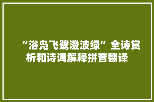 “浴凫飞鹭澄波绿”全诗赏析和诗词解释拼音翻译