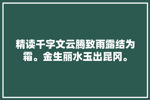 精读千字文云腾致雨露结为霜。金生丽水玉出昆冈。