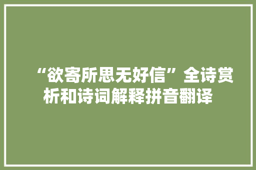 “欲寄所思无好信”全诗赏析和诗词解释拼音翻译